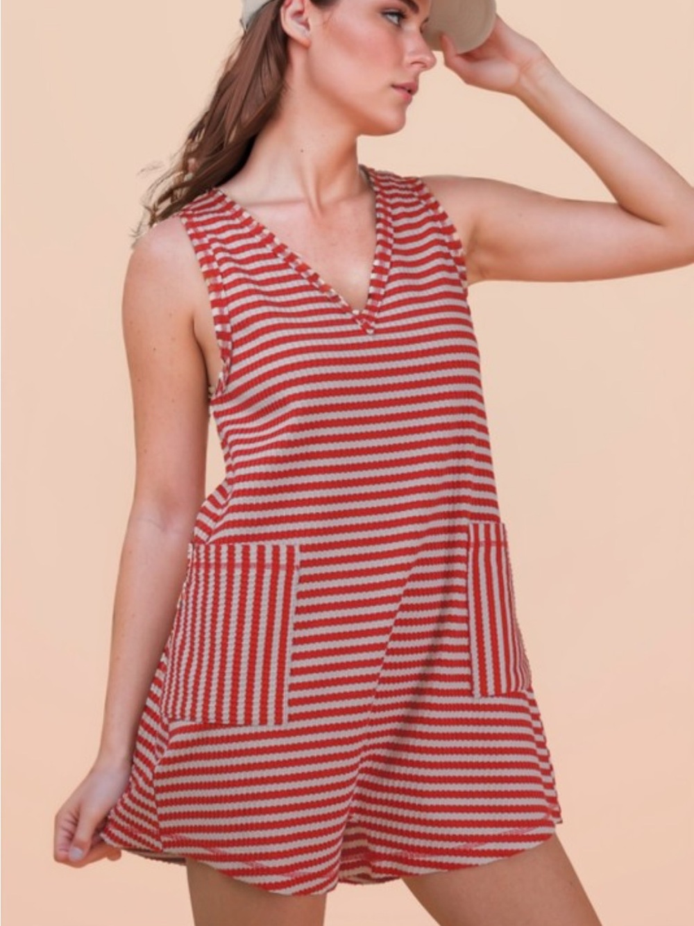 Striped Knit Casual Comfy Romper